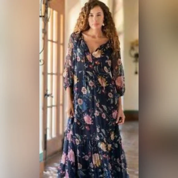 Johnny Was | Dresses | Johnny Was Tauri Floral Print Silk Maxi Dress Small  | Poshmark